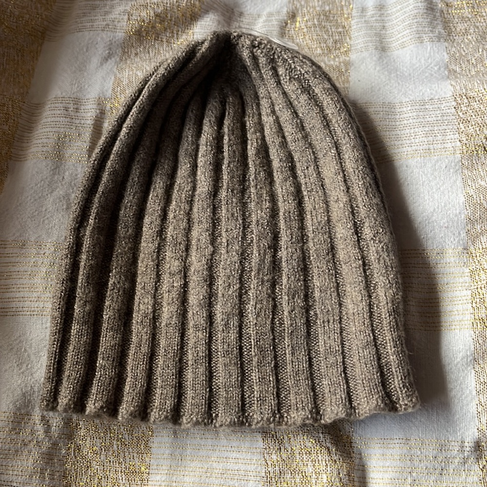 VKNAGRANI Cashmere blend beanie hat Unisex taupe made in Italy